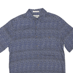 CAMPIA Mens Blue Pattern Shirt M Cotton Blend Casual Short Sleeve Button Shirt