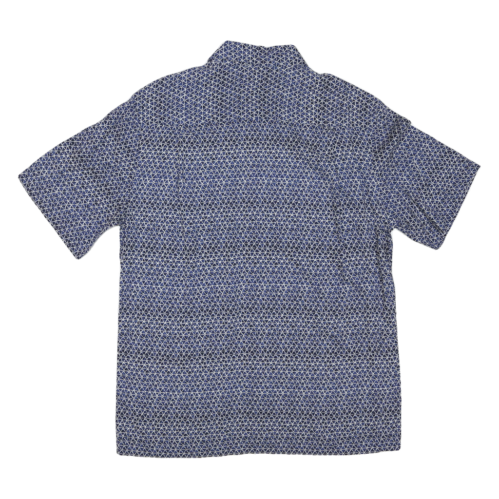 CAMPIA Mens Blue Pattern Shirt M Cotton Blend Casual Short Sleeve Button Shirt
