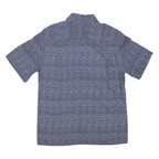 CAMPIA Mens Blue Pattern Shirt M Cotton Blend Casual Short Sleeve Button Shirt