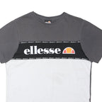 ELLESSE Mens Grey & White Colourblock Logo Graphic T-Shirt M Short Sleeve Crew