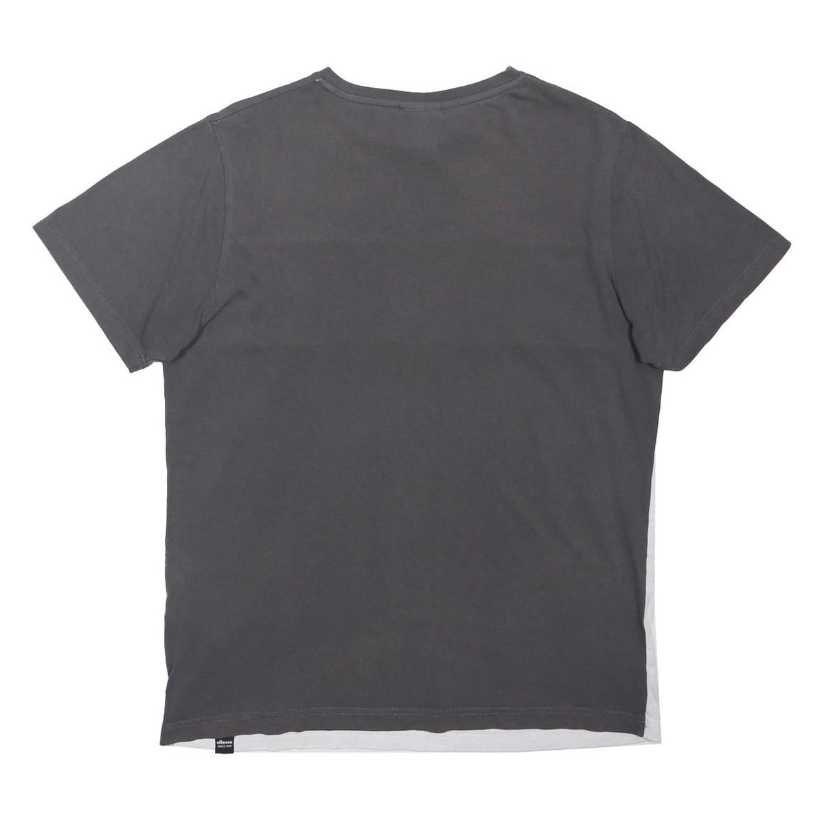 ELLESSE Mens Grey & White Colourblock Logo Graphic T-Shirt M Short Sleeve Crew