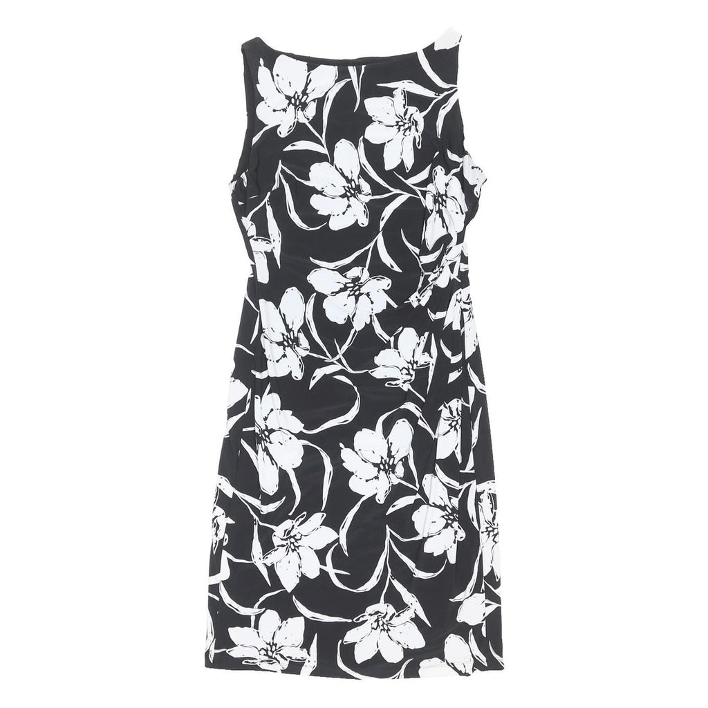LAUREN RALPH LAUREN Womens Black & White Floral Sleeveless Day Dress Polyester