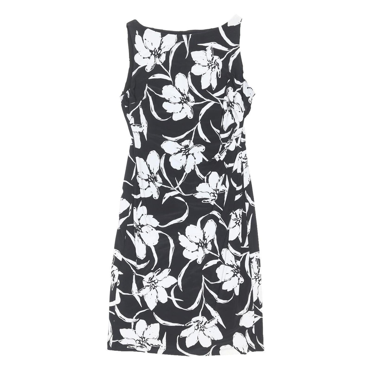 LAUREN RALPH LAUREN Womens Black & White Floral Sleeveless Day Dress Polyester