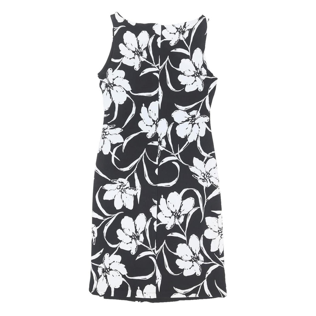 LAUREN RALPH LAUREN Womens Black & White Floral Sleeveless Day Dress Polyester