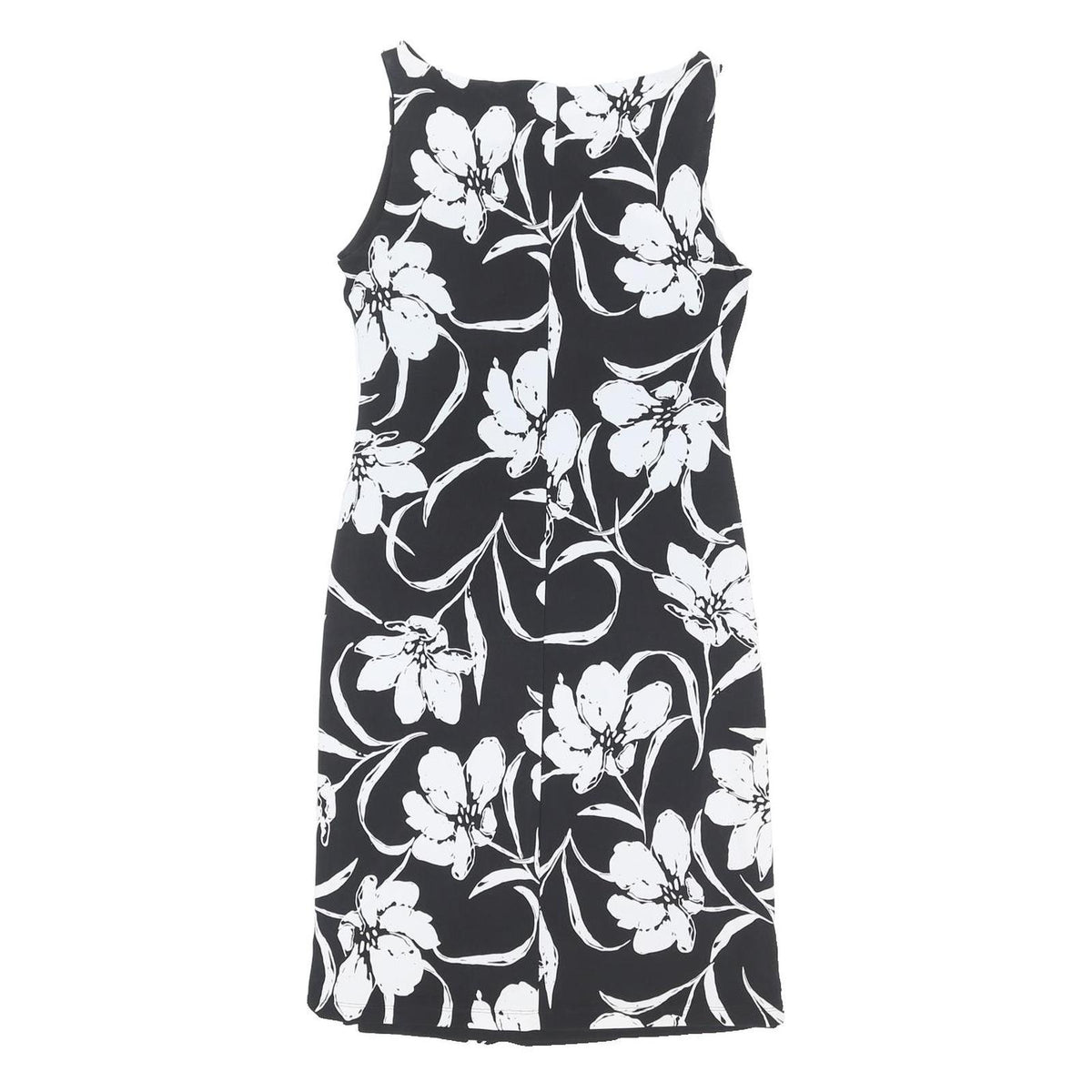 LAUREN RALPH LAUREN Womens Black & White Floral Sleeveless Day Dress Polyester
