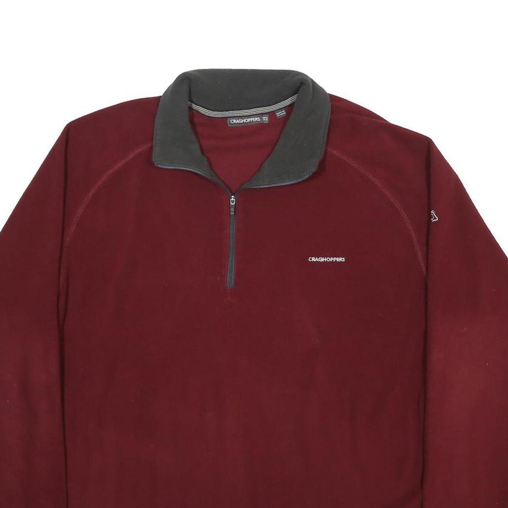 CRAGHOPPERS Mens Maroon Polyester Plain Pullover Crew Neck Basic Knit XL Outdoor