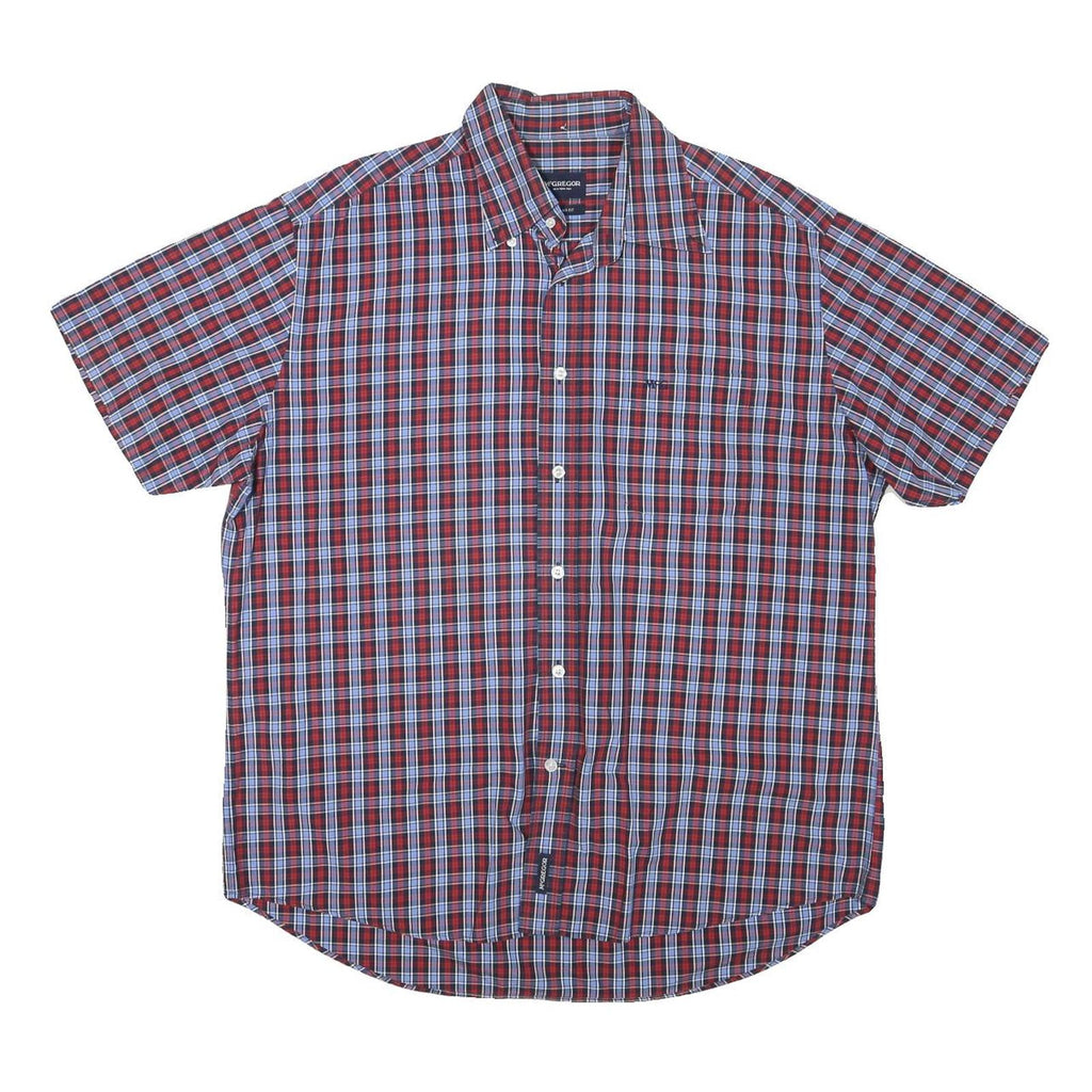 MCGREGOR Mens Red & Blue Check Shirt XL Button-Down Collar Short Sleeve Casual