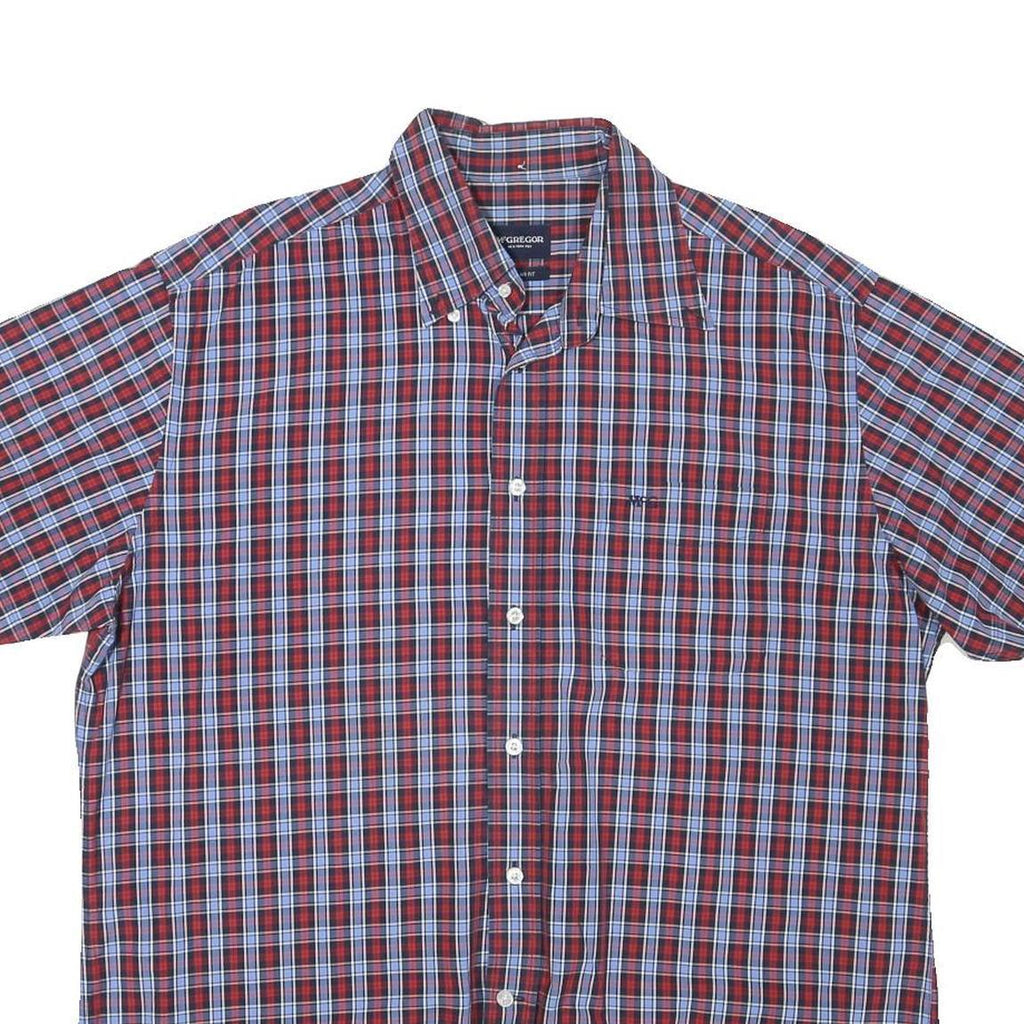 MCGREGOR Mens Red & Blue Check Shirt XL Button-Down Collar Short Sleeve Casual