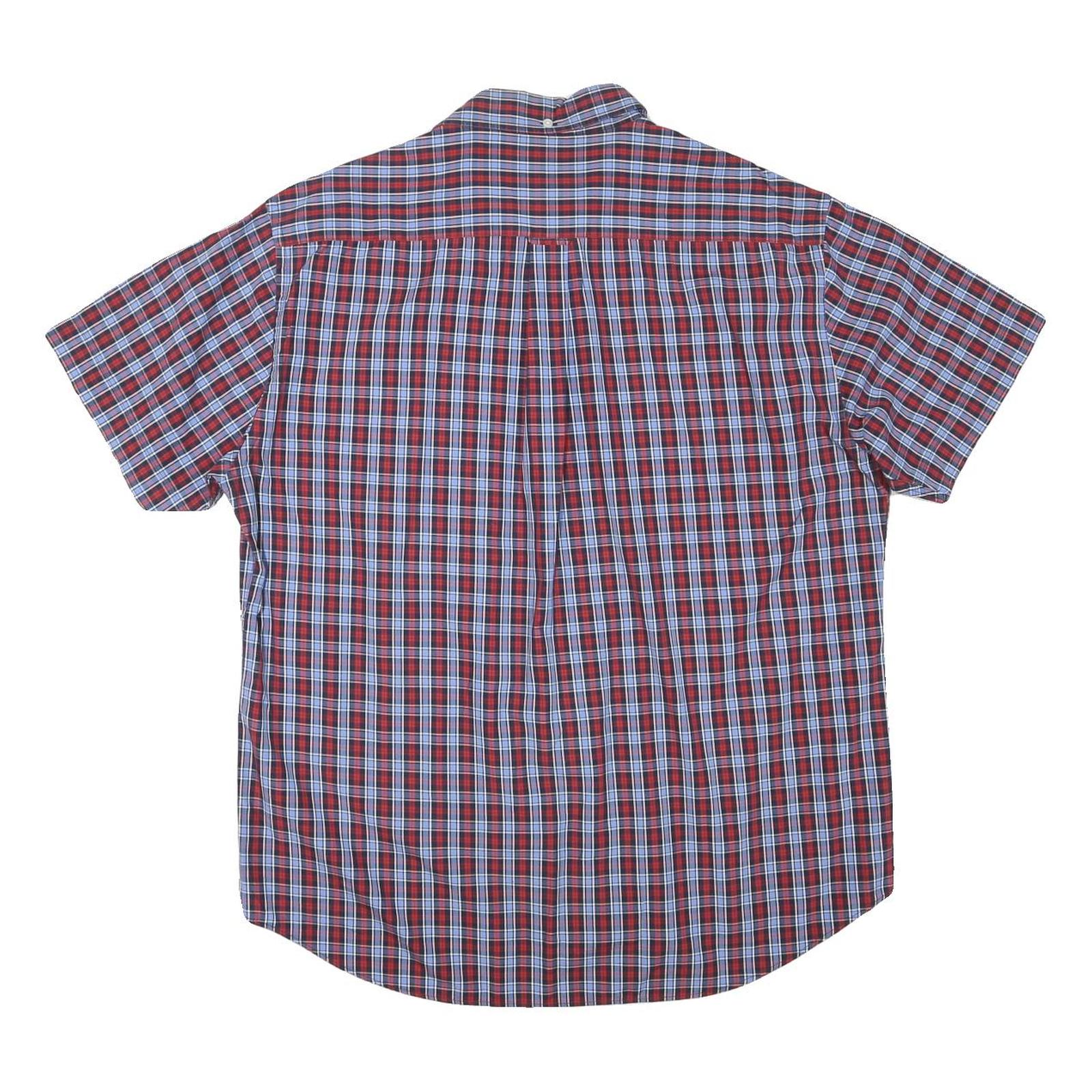 MCGREGOR Mens Red & Blue Check Shirt XL Button-Down Collar Short Sleeve Casual