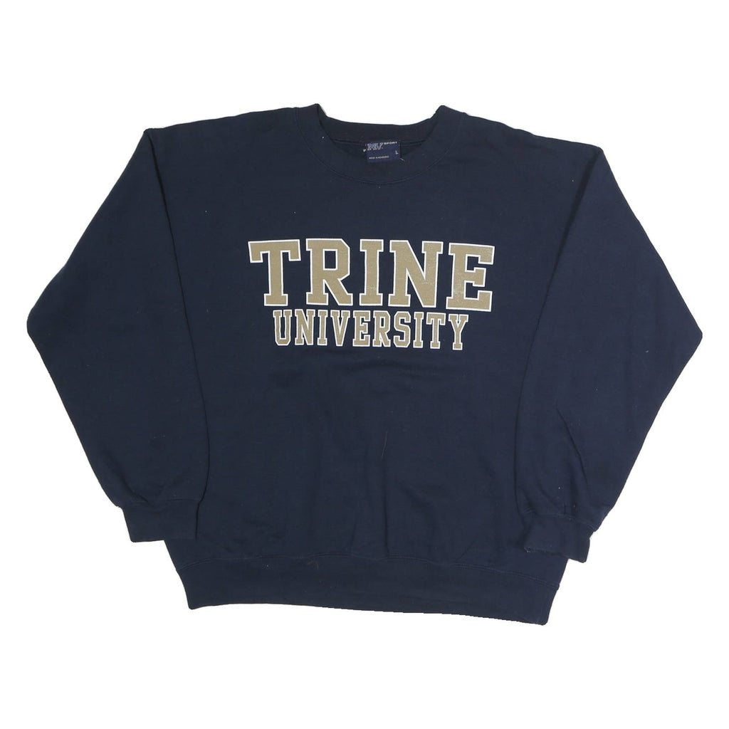 MV SPORT Mens Navy Blue Trine University Sweatshirt Crew Neck L Cotton