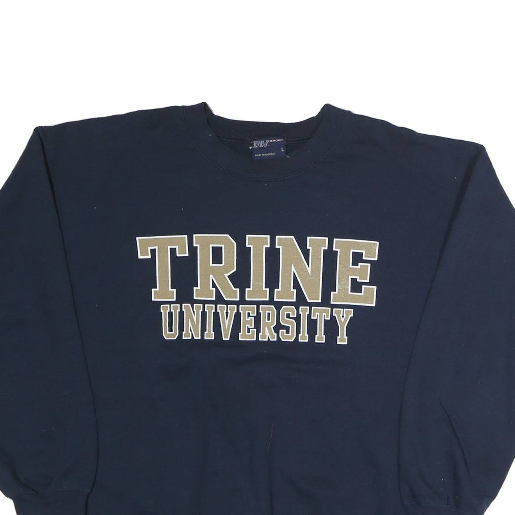 MV SPORT Mens Navy Blue Trine University Sweatshirt Crew Neck L Cotton