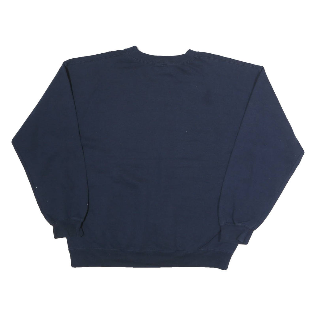 MV SPORT Mens Navy Blue Trine University Sweatshirt Crew Neck L Cotton
