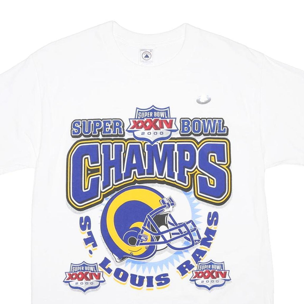 DELTA Mens White St Louis Rams Graphic T-Shirt M Short Sleeve Crew Neck Super