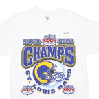 DELTA Mens White St Louis Rams Graphic T-Shirt M Short Sleeve Crew Neck Super