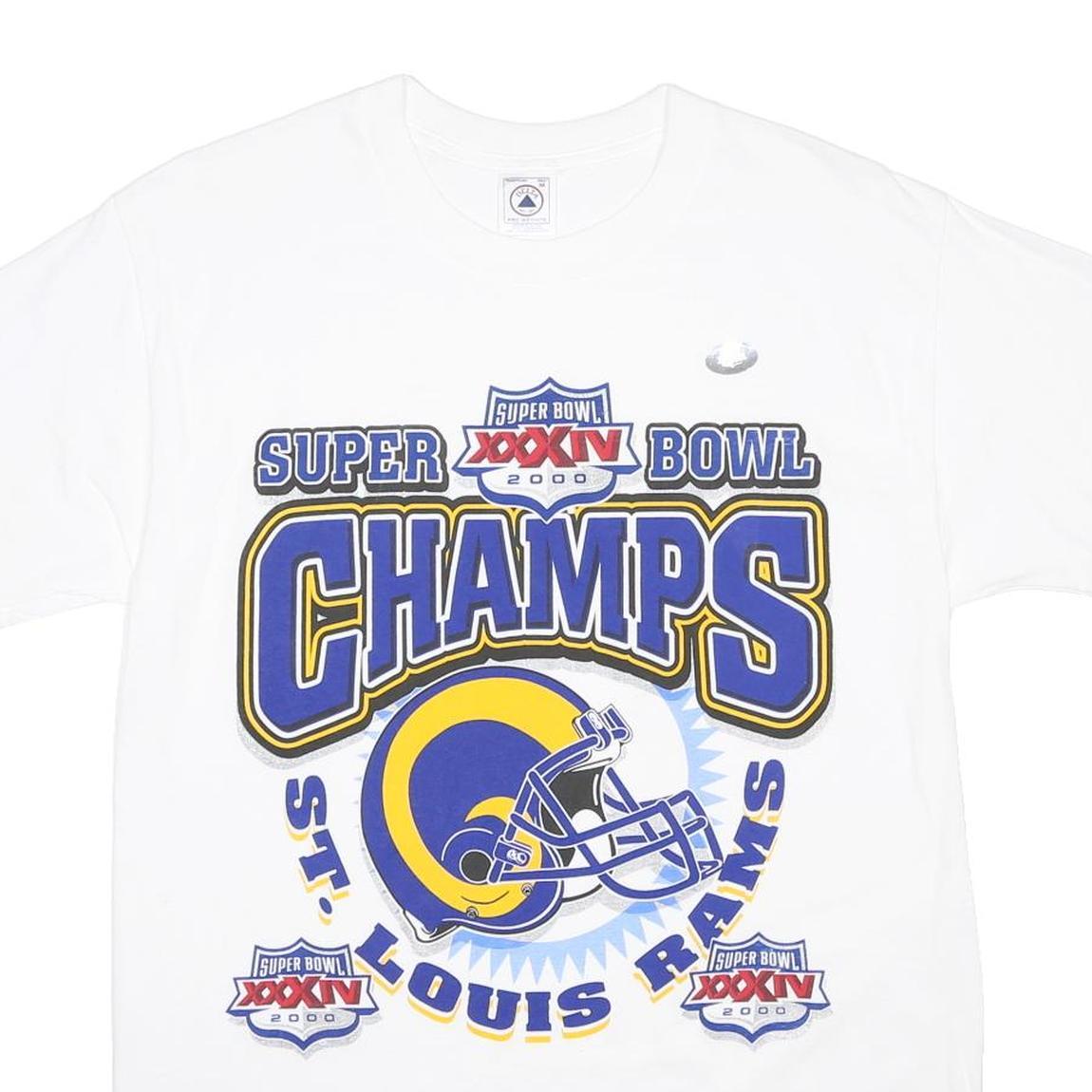 DELTA Mens White St Louis Rams Graphic T-Shirt M Short Sleeve Crew Neck Super