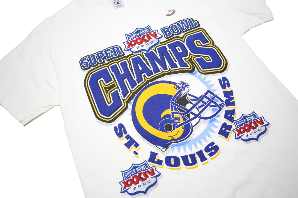DELTA Mens White St Louis Rams Graphic T-Shirt M Short Sleeve Crew Neck Super