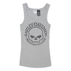 HARLEY DAVIDSON Womens Grey Skull Graphic Vest M Sleeveless Crew Neck Cotton