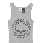 HARLEY DAVIDSON Womens Grey Skull Graphic Vest M Sleeveless Crew Neck Cotton
