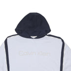 CALVIN KLEIN Womens White & Navy Cropped Hoodie S Cotton Blend Casual