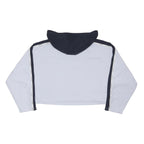 CALVIN KLEIN Womens White & Navy Cropped Hoodie S Cotton Blend Casual