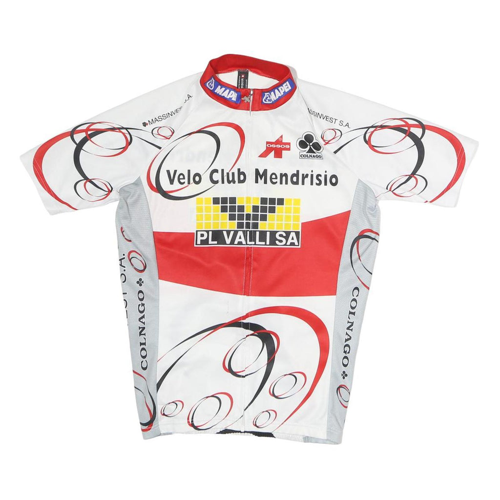 OSSOS Mens White & Red Graphic Cycling Jersey S Short Sleeve Zip Neck