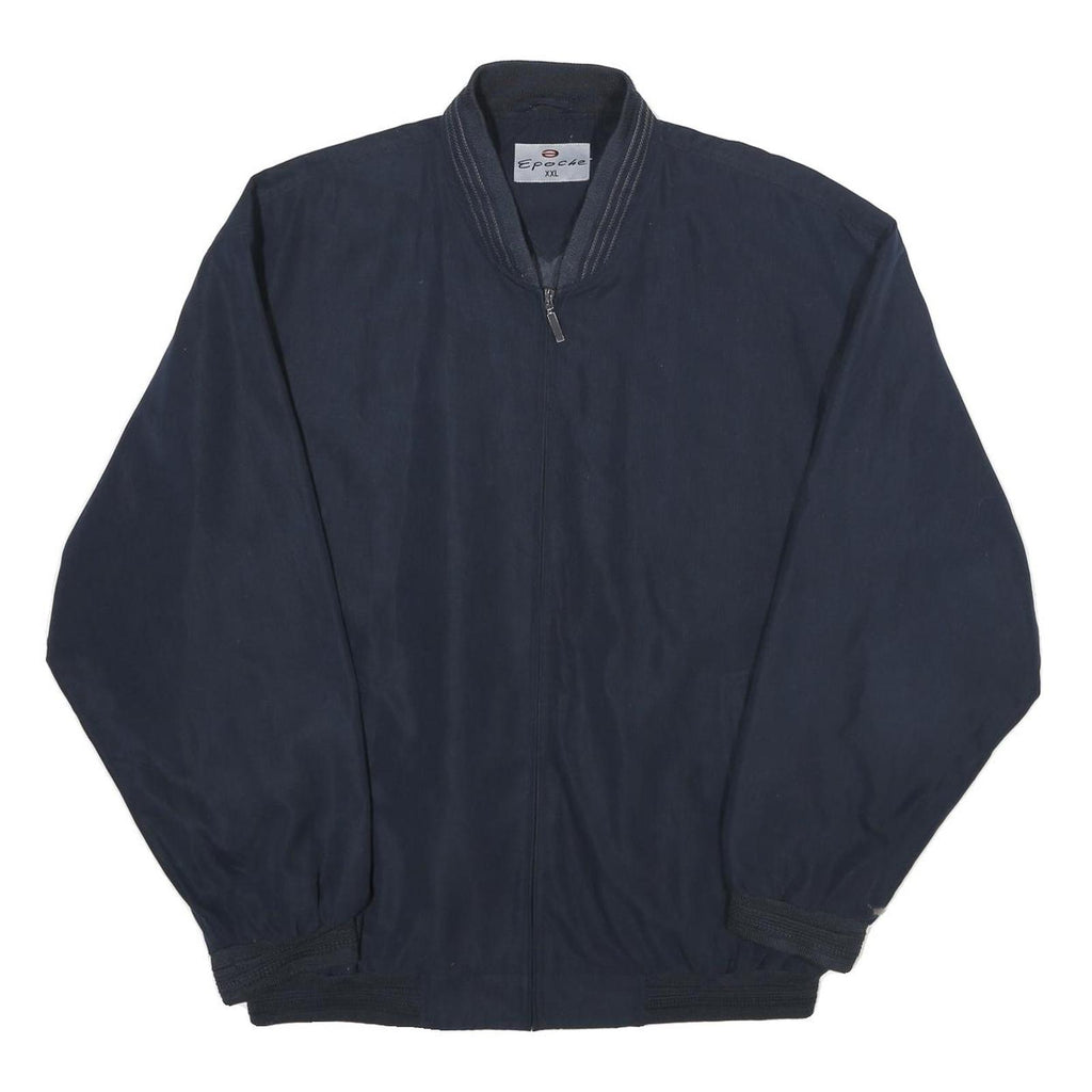 EPOCHE Mens Navy Blue Bomber Jacket 2XL Polyester Zip Long Sleeve Regular Fit