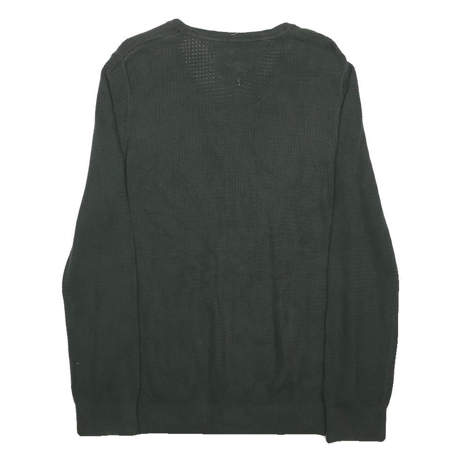 HILFIGER DENIM Mens Black V-Neck Basic Knit Pullover Jumper S Cotton Relaxed Fit