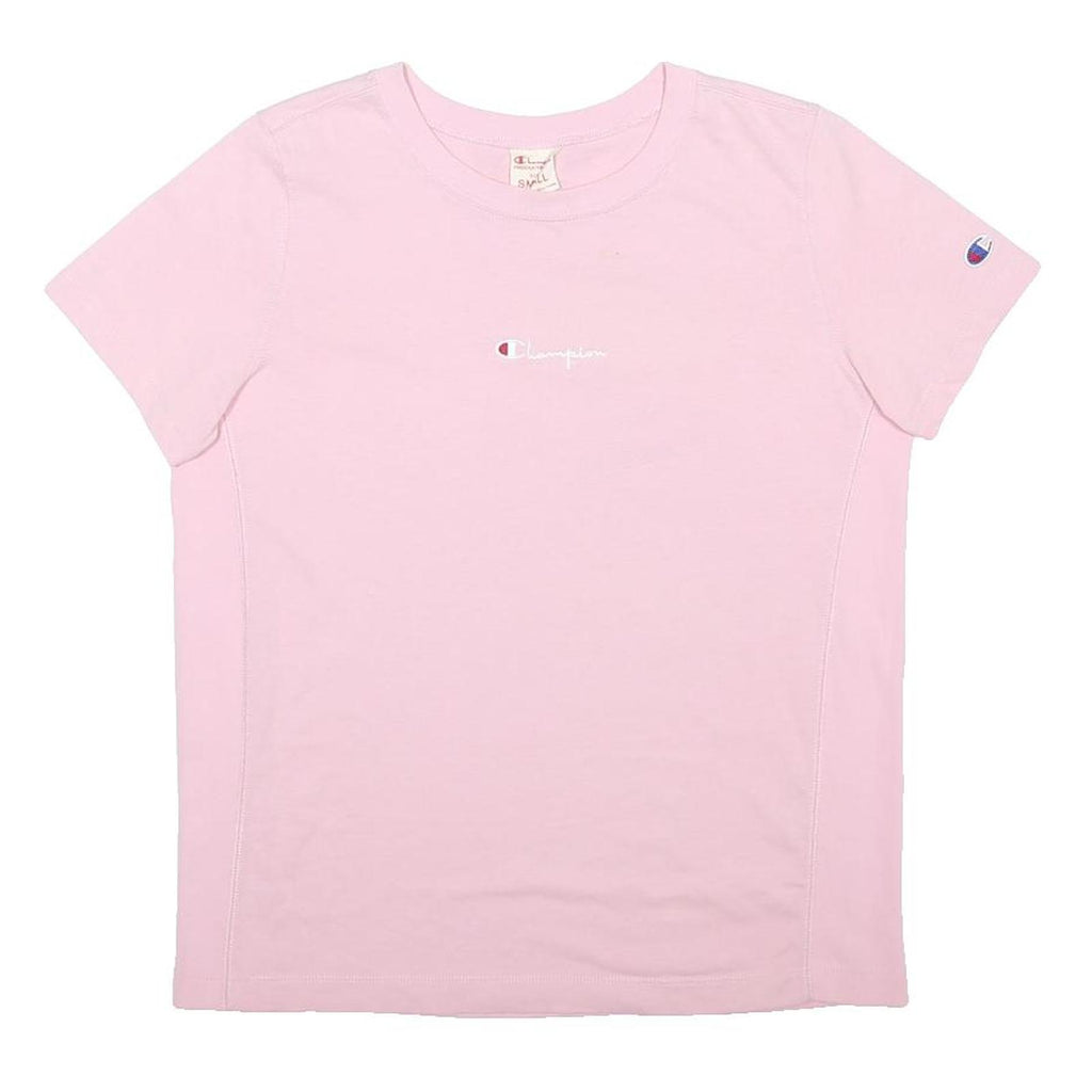 CHAMPION Womens Pink Graphic T-Shirt S Short Sleeve Crew Neck Casual Logo
