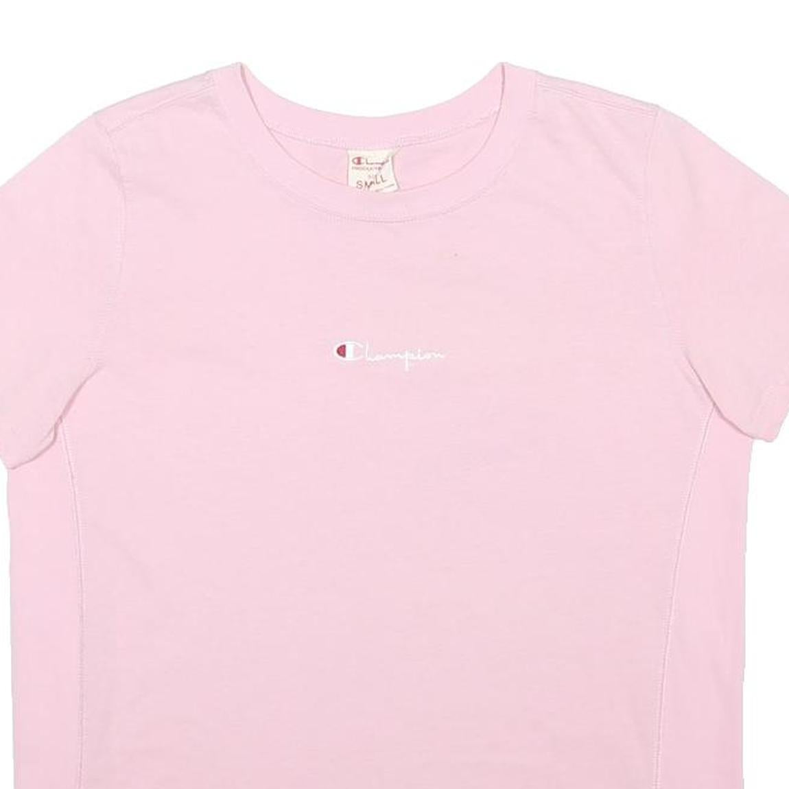 CHAMPION Womens Pink Graphic T-Shirt S Short Sleeve Crew Neck Casual Logo
