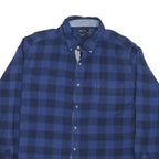 NAUTICA Mens Blue & Navy Checked Shirt XL Button-Down Cotton Blend Casual