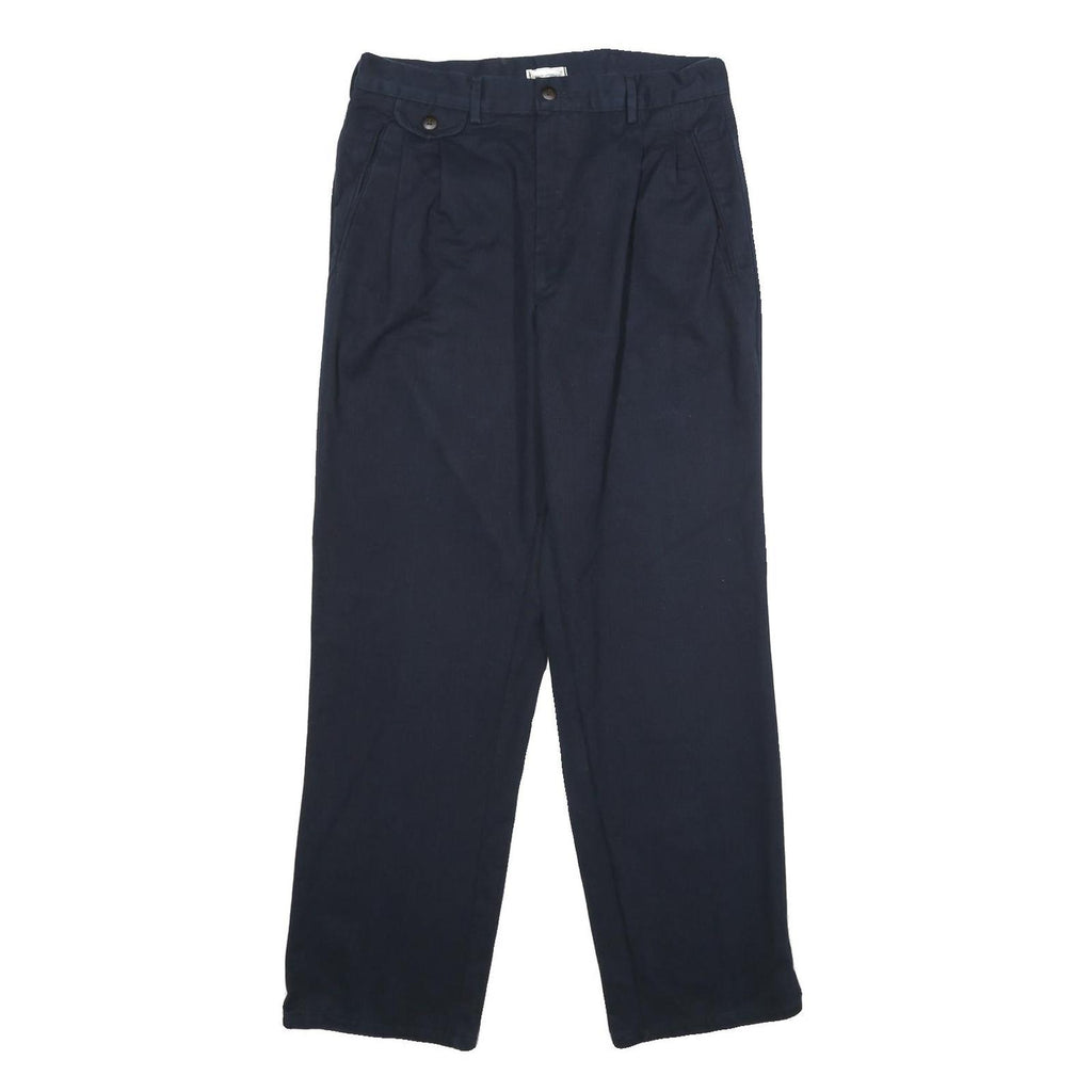 VECCHIA MANIERA Womens Cotton Navy Classic Straight Trousers W28 L32 Elegant