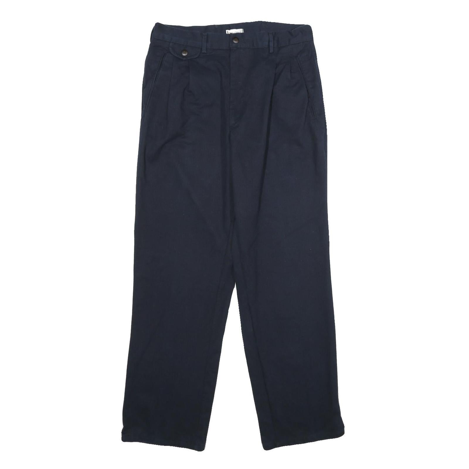 VECCHIA MANIERA Womens Cotton Navy Classic Straight Trousers W28 L32 Elegant