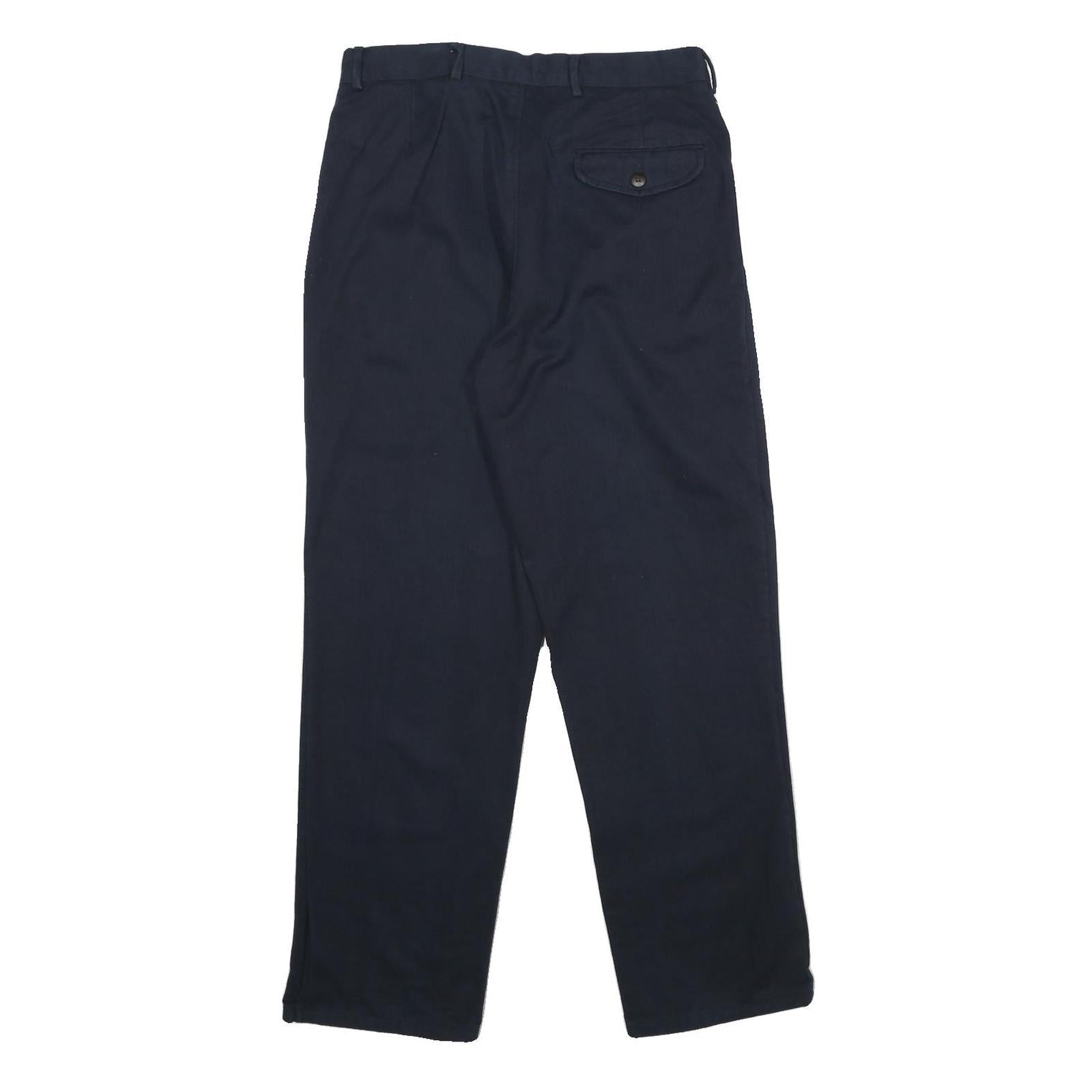 VECCHIA MANIERA Womens Cotton Navy Classic Straight Trousers W28 L32 Elegant