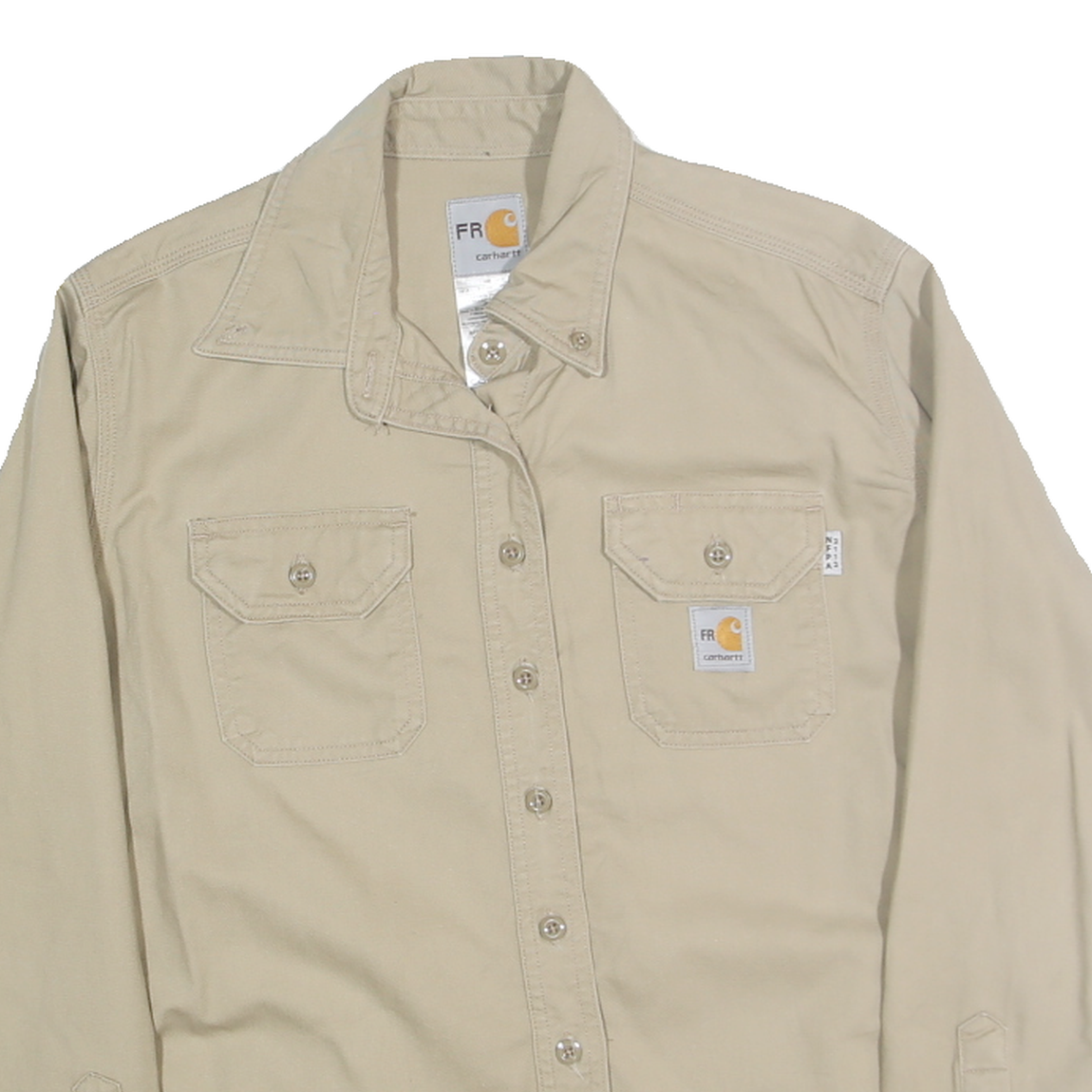 CARHARTT Womens Beige Shirt S Cotton Blend Button Pocket Casual Workwear