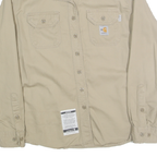 CARHARTT Womens Beige Shirt S Cotton Blend Button Pocket Casual Workwear