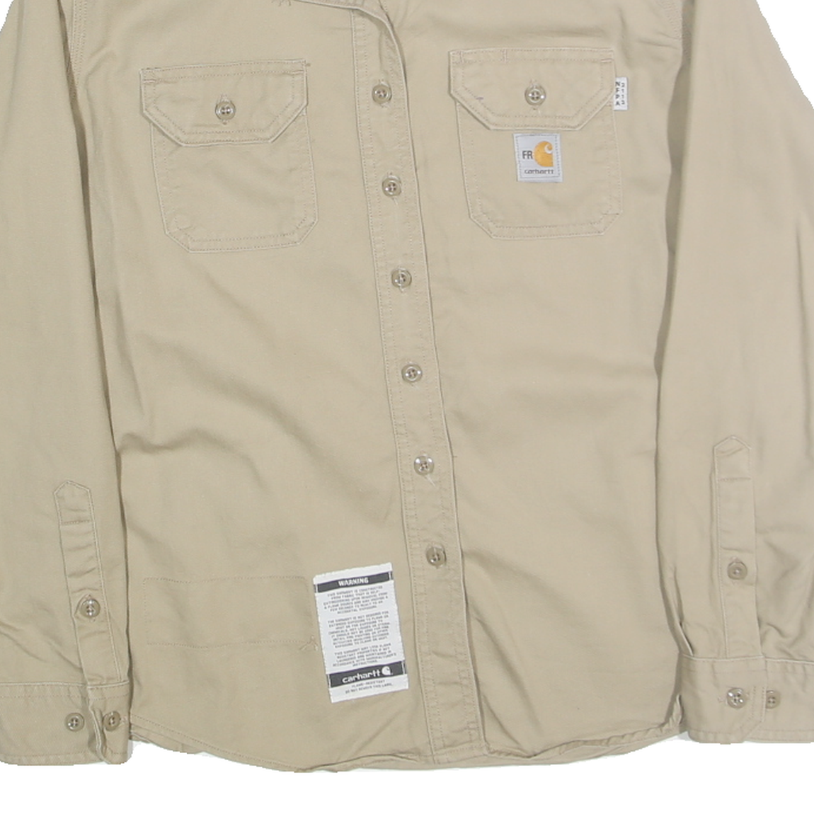 CARHARTT Womens Beige Shirt S Cotton Blend Button Pocket Casual Workwear