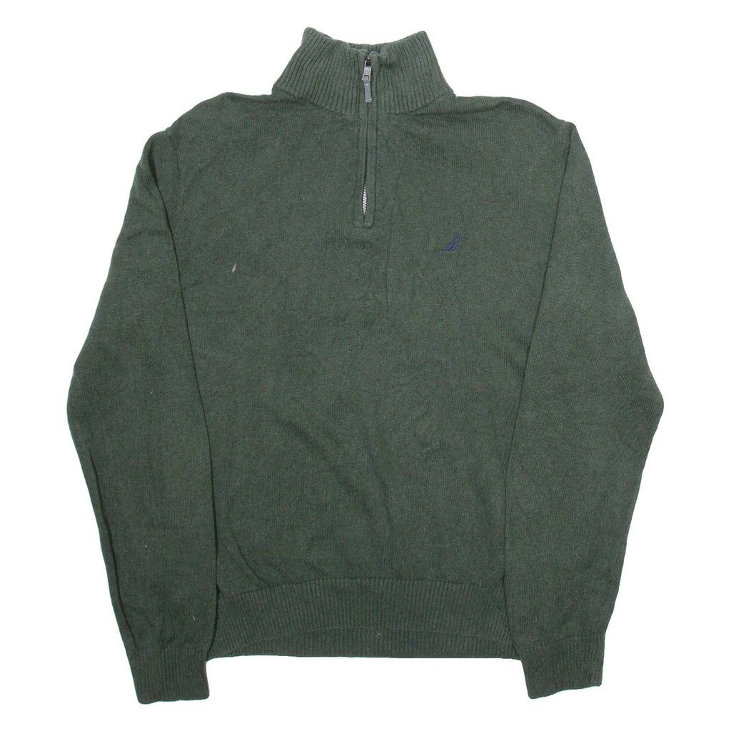 NAUTICA Mens Jumper Green 1/4 Zip Tight Knit M