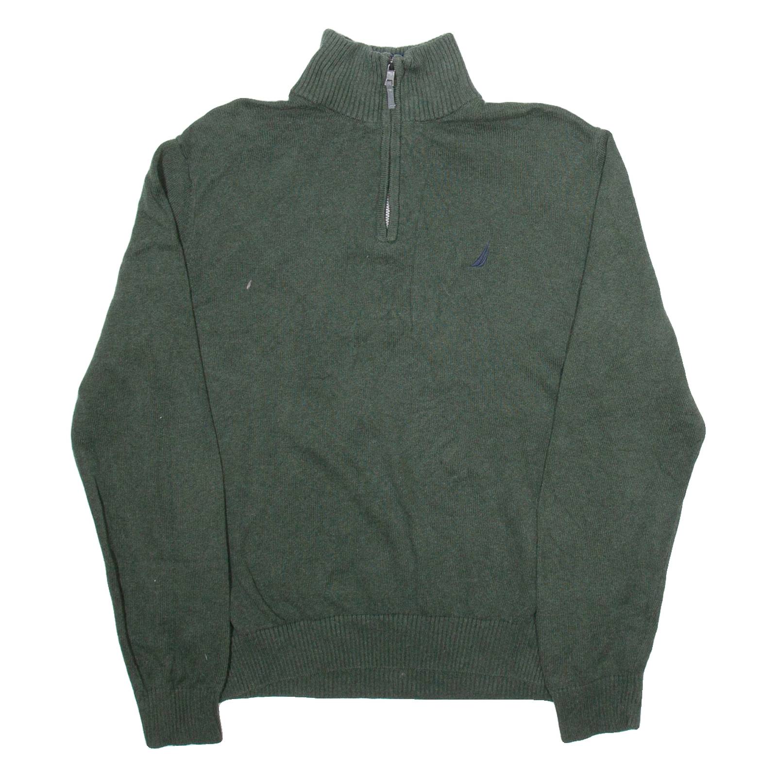 NAUTICA Mens Jumper Green 1/4 Zip Tight Knit M