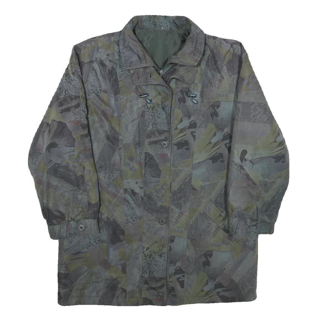 DEL MOD INTERNATIONAL Womens Grey Jacket UK 12 Polyester Zip Patterned Casual