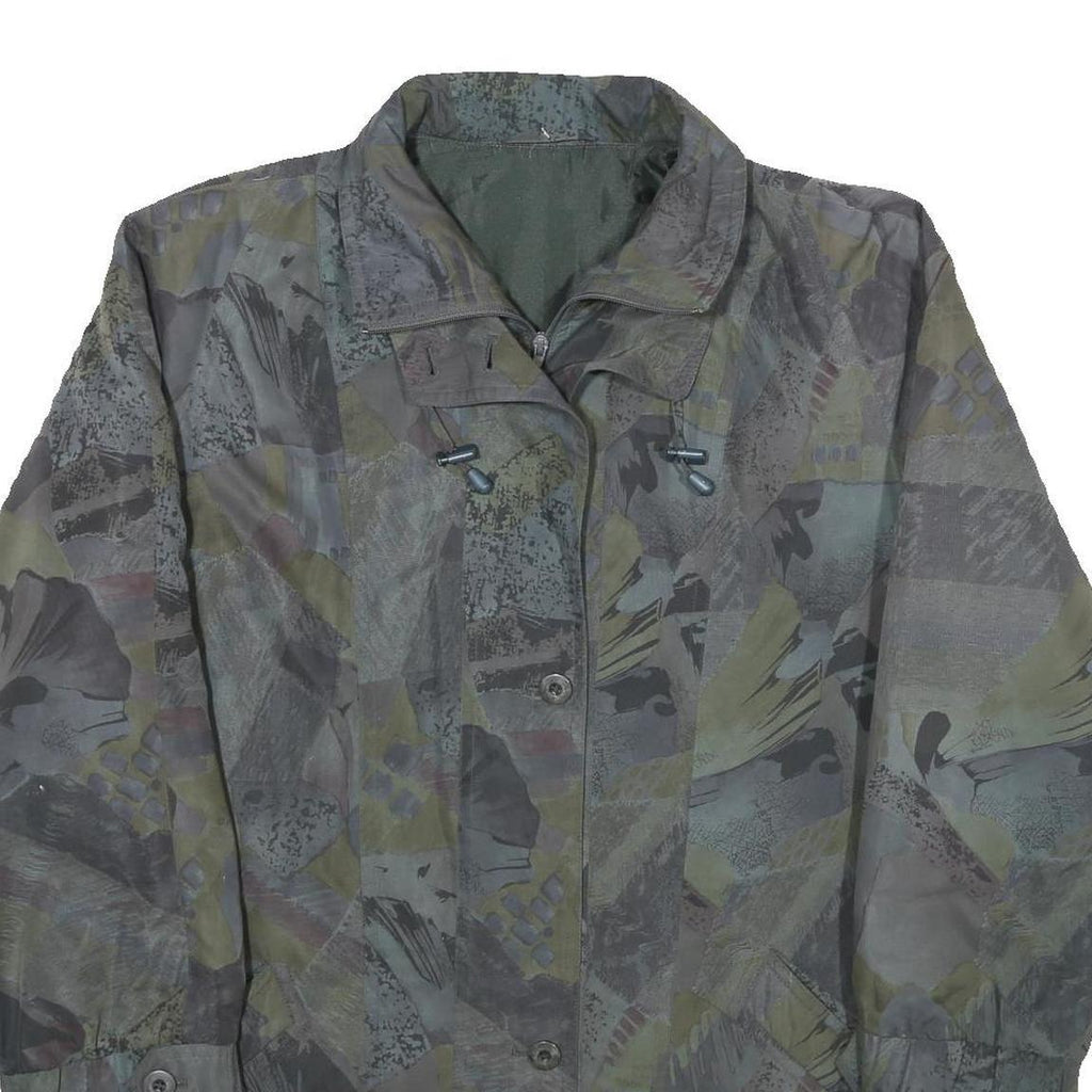 DEL MOD INTERNATIONAL Womens Grey Jacket UK 12 Polyester Zip Patterned Casual