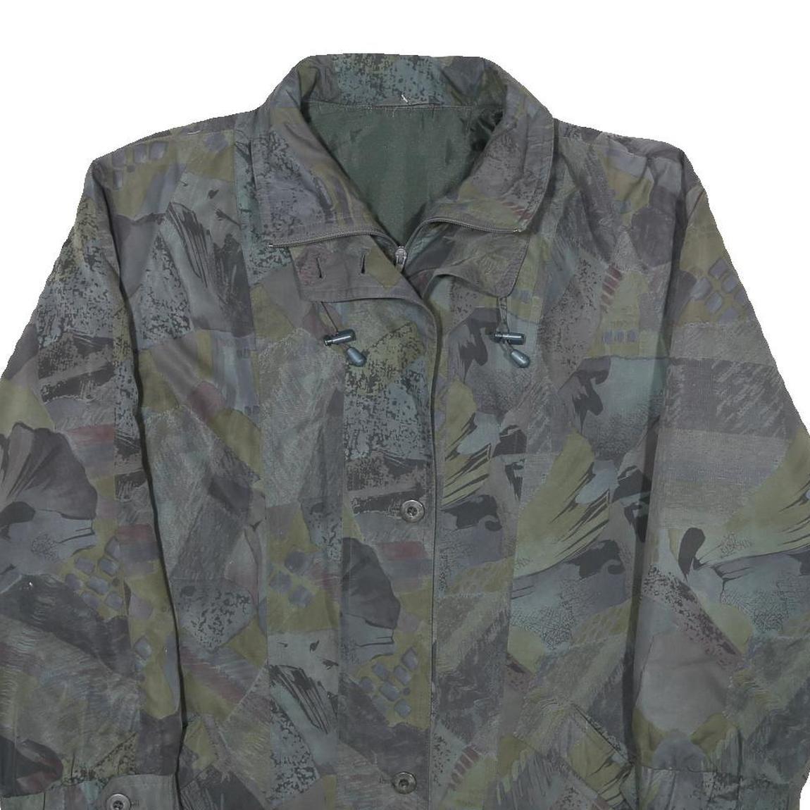 DEL MOD INTERNATIONAL Womens Grey Jacket UK 12 Polyester Zip Patterned Casual