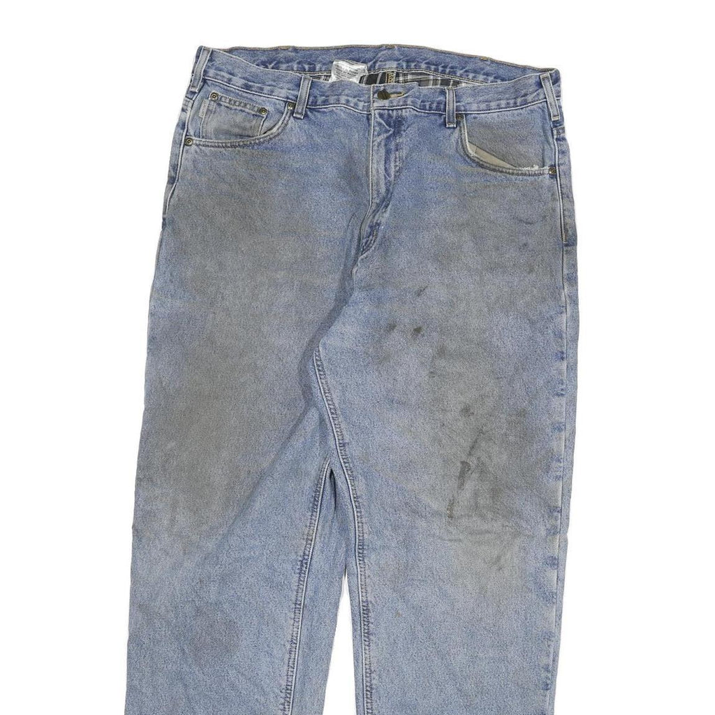 CARHARTT Mens Relaxed Blue Denim Jeans W40 L34 Casual Workwear Cotton Blend Zip