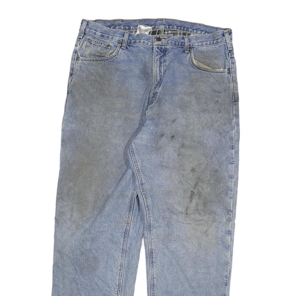 CARHARTT Mens Relaxed Blue Denim Jeans W40 L34 Casual Workwear Cotton Blend Zip