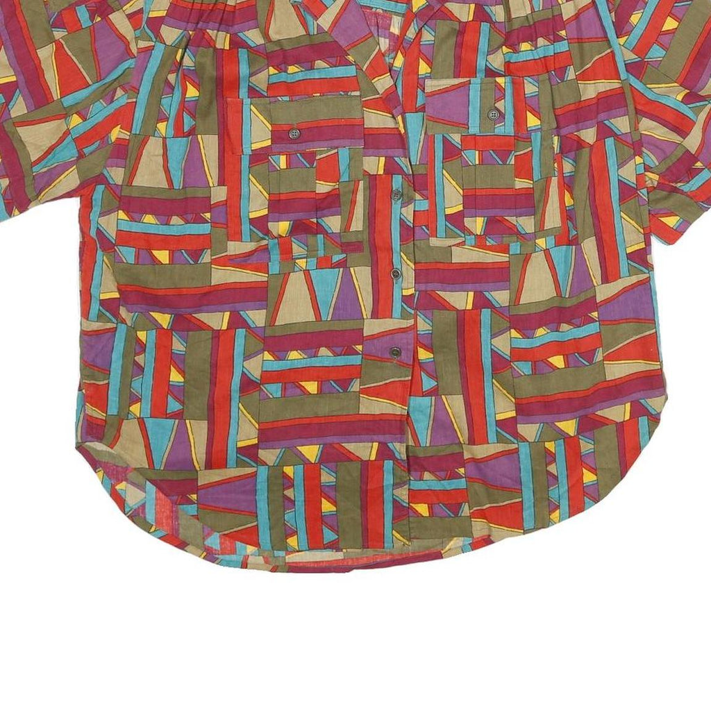 LIZ SPORT Womens Multicoloured Printed Shirt Short Sleeve Collared M Cotton