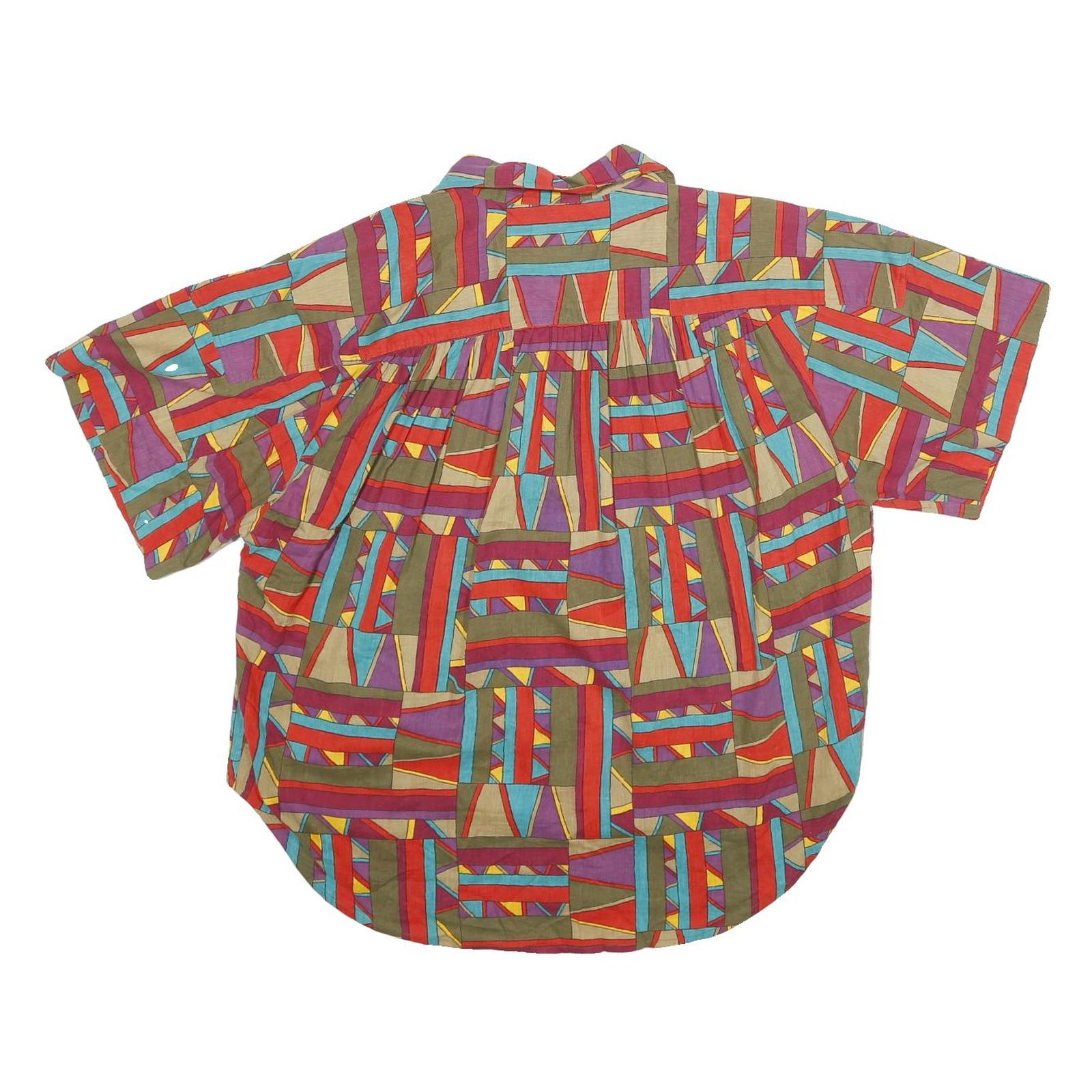 LIZ SPORT Womens Multicoloured Printed Shirt Short Sleeve Collared M Cotton