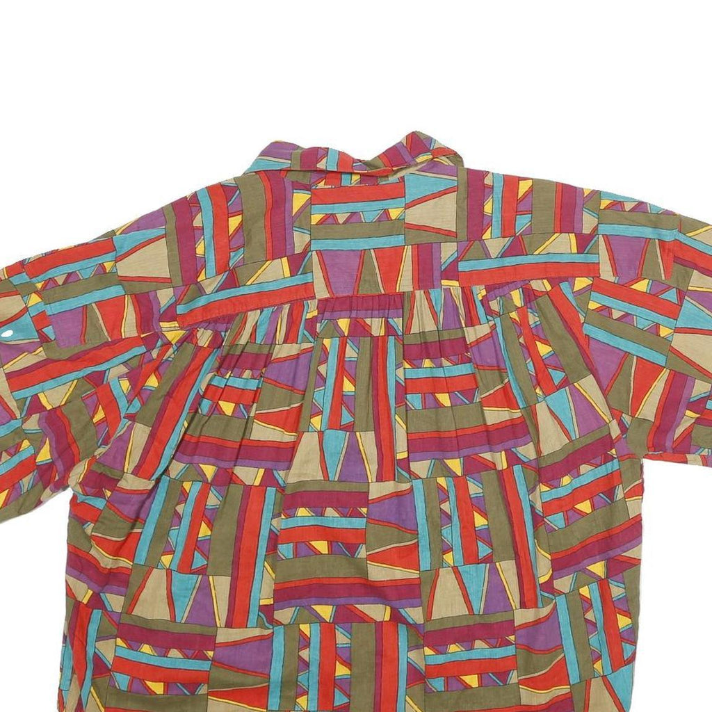 LIZ SPORT Womens Multicoloured Printed Shirt Short Sleeve Collared M Cotton