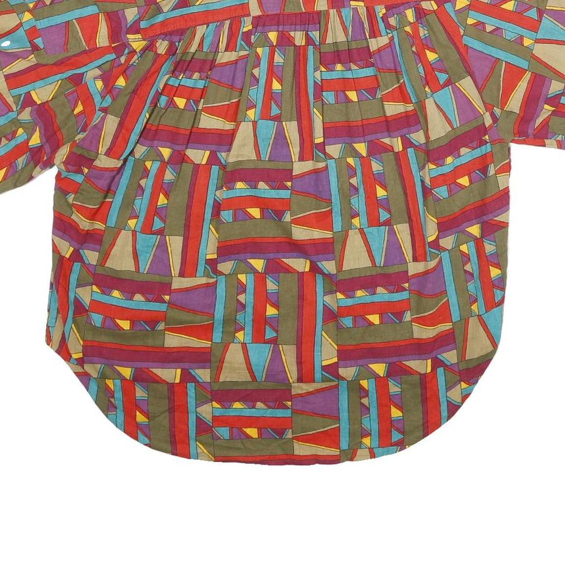 LIZ SPORT Womens Multicoloured Printed Shirt Short Sleeve Collared M Cotton