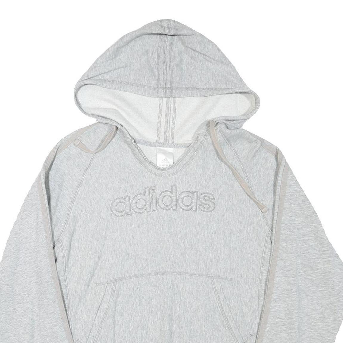 ADIDAS Womens Grey Hoodie L Cotton Blend Pullover Casual Lightweight Comfort