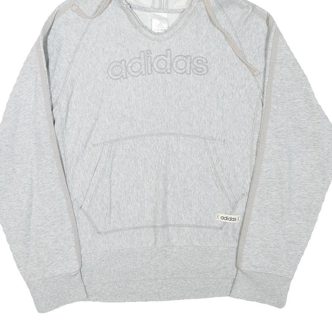 ADIDAS Womens Grey Hoodie L Cotton Blend Pullover Casual Lightweight Comfort