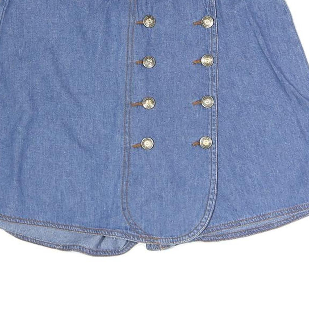 BOLERO Womens Blue Cotton Blend Denim Mini Skort S Button Front Casual